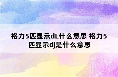 格力5匹显示dL什么意思 格力5匹显示dj是什么意思